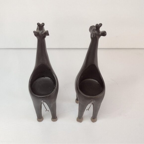 Set Of Brown Resin Giraffe Tealight Candle Holders Africa African Safari - Picture 5 of 9